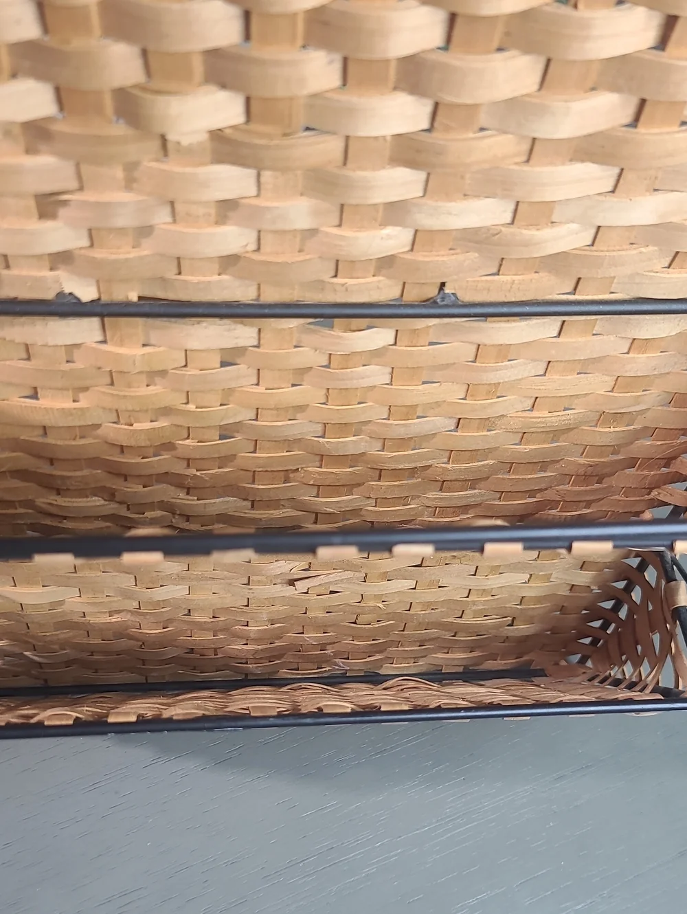 Woven Basket Organizer with Black Metal Accents